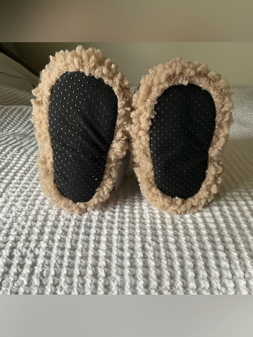 7AM Paris Teddy Sherpa Baby Booties - Beige 0-6 months